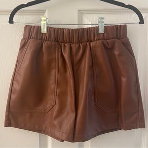 BB Dakota by Steve Madden Faux the Record Leather Shorts | Cognac